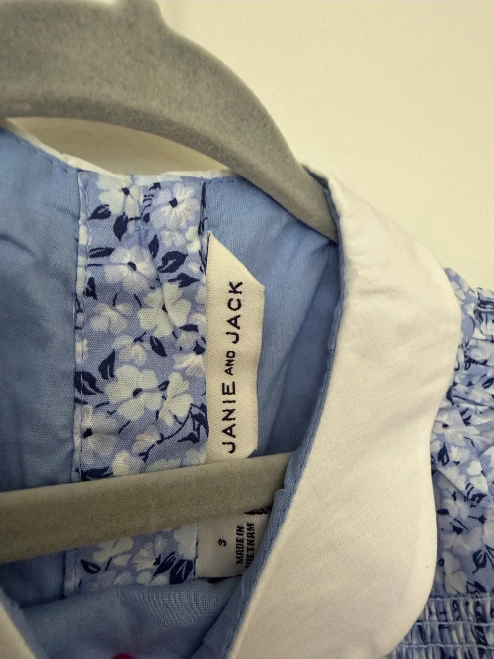 Janie and Jack Blue Floral Smocked Peter Pan Collar Dress